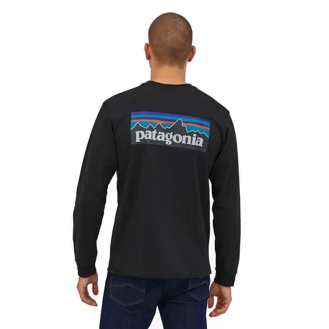 Patagonia LS P-6 Responsibili-Tee XS Black LongSleeve t-shirt med logo 