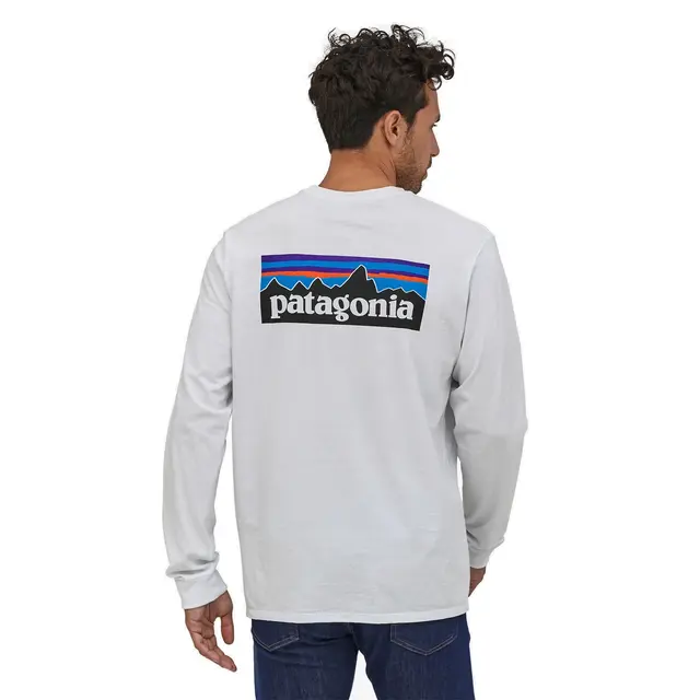 Patagonia LS P-6 Responsibili-Tee XS White LongSleeve t-shirt med logo 