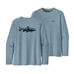 Patagonia M L/S Capilene Steam Blue S Cool Daily Fish Graphic Shirt