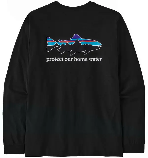 Patagonia M L/S Home Water Trout S Responsibili-Tee t-skjorte i Black 