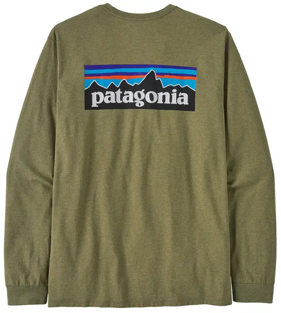 Patagonia LS P-6 Responsibili-Tee S Buckhorn Green LongSleeve logo t-shirt 