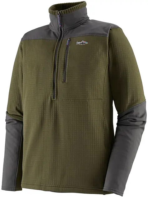Patagonia M's R1 Fitz Roy 1/4 Zip XXL Basin Green 