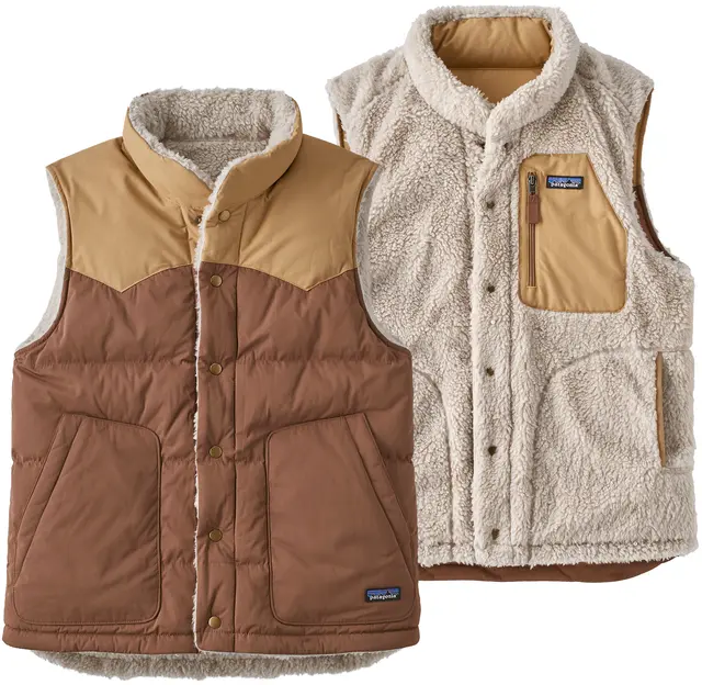 Patagonia Reversible Bivy Down Vest S Moose Brown 