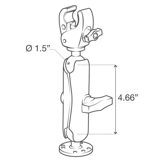 RAM Mounts Though Claw Trolling Motor Stabilisator for baug elmotor C-kule 