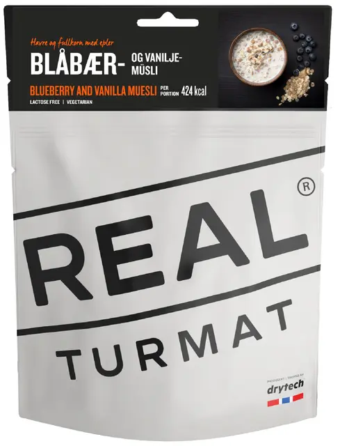 Real Turmat Blåbær og vaniljemüsli Frisk, søt og smakfull frokostrett 