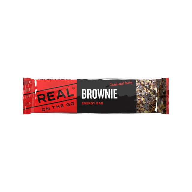 Real On The Go Brownie Energy Bar Proteinbar med smak av sjokolade 