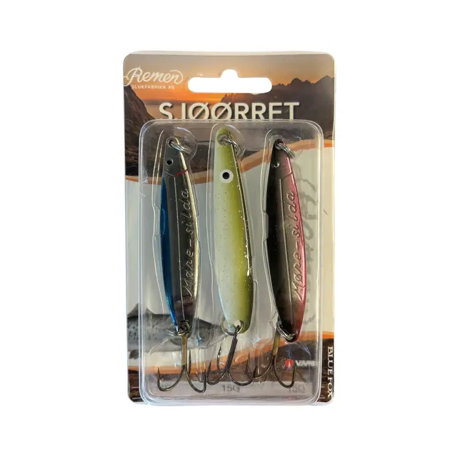 Remen Blue Fox Sjøørret sluksett 3-pack med sjøørret favorittsluker 
