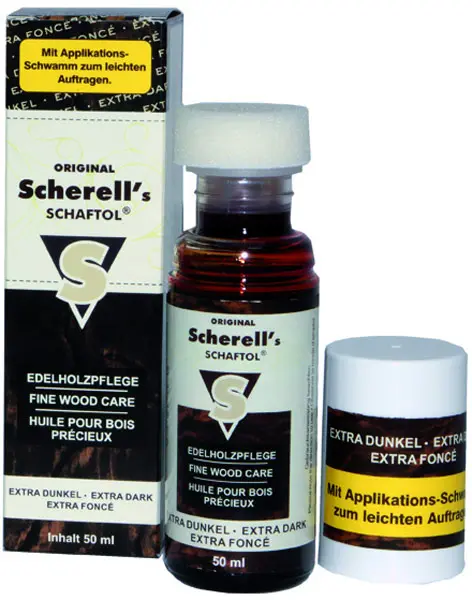 Scherell Schaftol ekstra mørk stokkolje 50ml som beskytter mot vær og vind 
