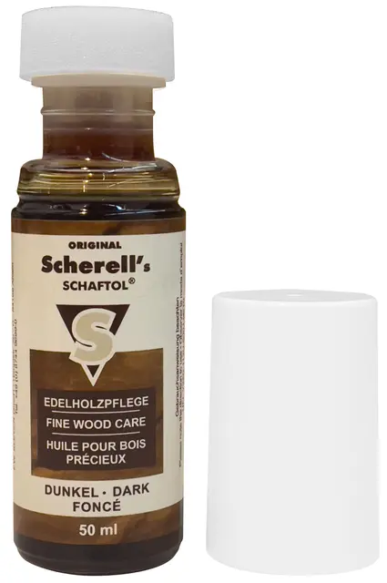 Scherell Schaftol mørk stokkolje 50ml som beskytter mot vær og vind 
