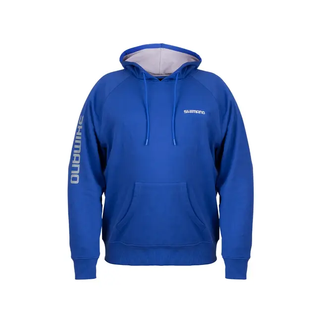 Shimano Pull Over Hoodie Blue M Behagelig hettegenser med frontlomme 