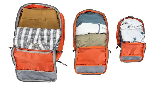 Simms GTS Packing Pouches Simms Orange Sett med 3 pakksekker 