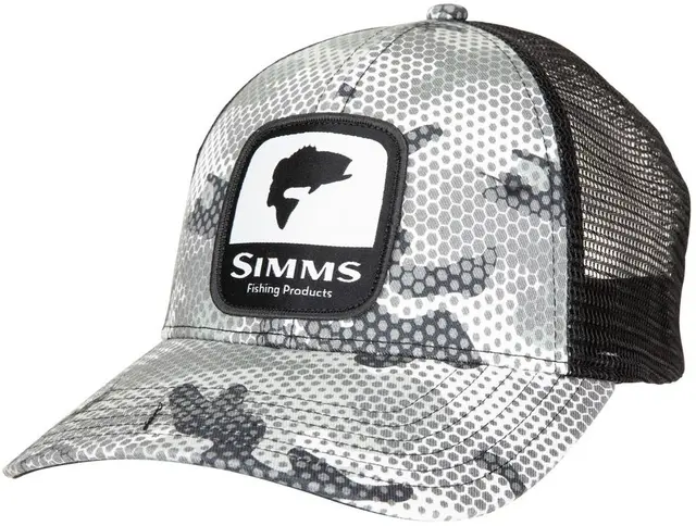 Simms Bass Patch Trucker Hex Flo Camo Steel 