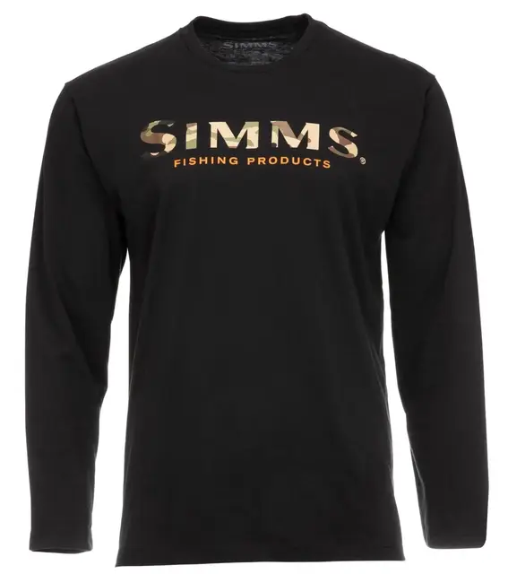 Simms Logo LS Shirt Black S Longsleeve skjorte med Simms logo foran 