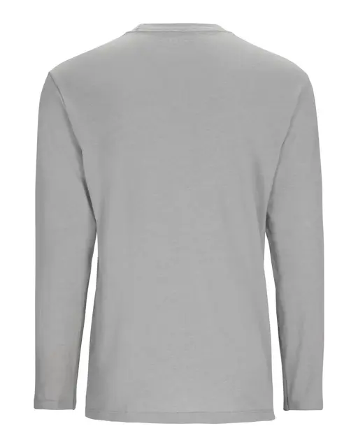 Simms Logo LS Shirt Cinder Heather M Longsleeve skjorte med Simms logo foran 
