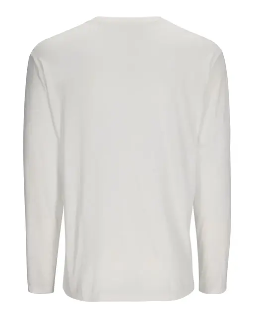 Simms Logo LS Shirt White M Longsleeve skjorte med Simms logo foran 