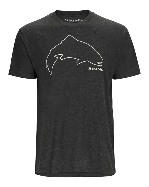 Simms Trout Outline T-Shirt Charcoal M Stilren t-skjorte for fiskeentusiaster 