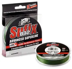Sufix 832 Braid Lo-Vis Green 250m 0,13mm Langtkastende multifilament fiskeline