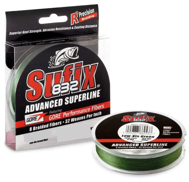 Sufix 832 Braid Lo-Vis Green 250m 0,13mm Langtkastende multifilament fiskeline 