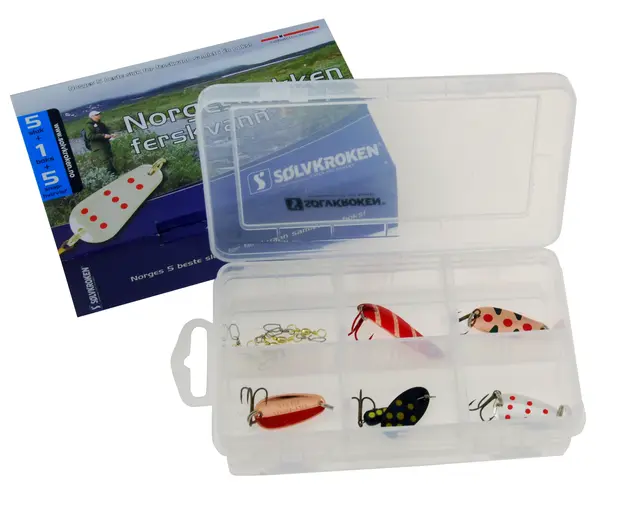 Sølvkroken Norgespakken ferskvann Slukboks med fem bankers slukvalg! 