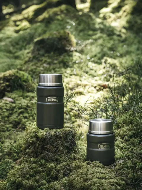 Thermos Stainless King Mattermos 0,47L Army mattermos med foldbar skje i lokket 