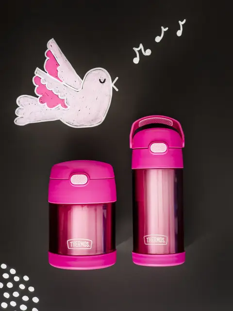 Thermos Funtainer Drikkeflaske m sugerør Pink 355ml 