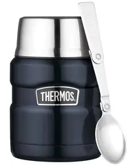Thermos Stainless King Mattermos 0,47L Bl&#229; mattermos med foldbar skje i lokket