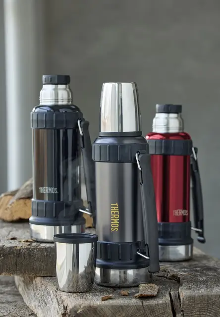 Thermos Work Termos Svart 1,2 L Rustfri ståltermos med stor kopplokk 