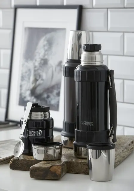 Thermos Work Termos Svart 1,2 L Rustfri ståltermos med stor kopplokk 