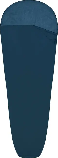 Urberg Silk Liner Mummy Midnight Navy Laken pose i silke til soveposen 