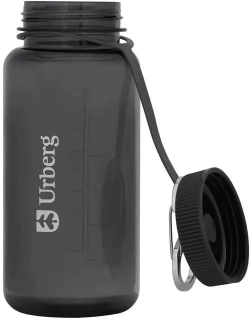 Urberg Tritan bottle 600ml Asphalt Drikkeflaske med skrukork og karabinkrok 