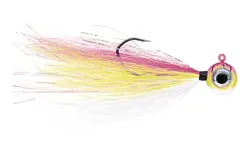 VMC Moontail Jigs Pink Fire UV 10,5g Jigghoder utstyrt med bucktail og flash