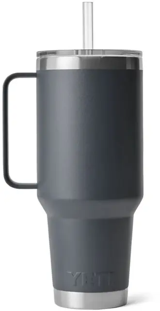 Yeti Rambler Straw Mug 1,2L Charcoal Stor isloert drikkekopp med sugerør 